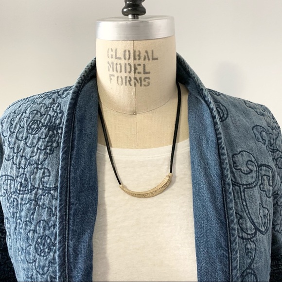 Goldtone Black Suede Adjustable Choker Necklace - Picture 7 of 11